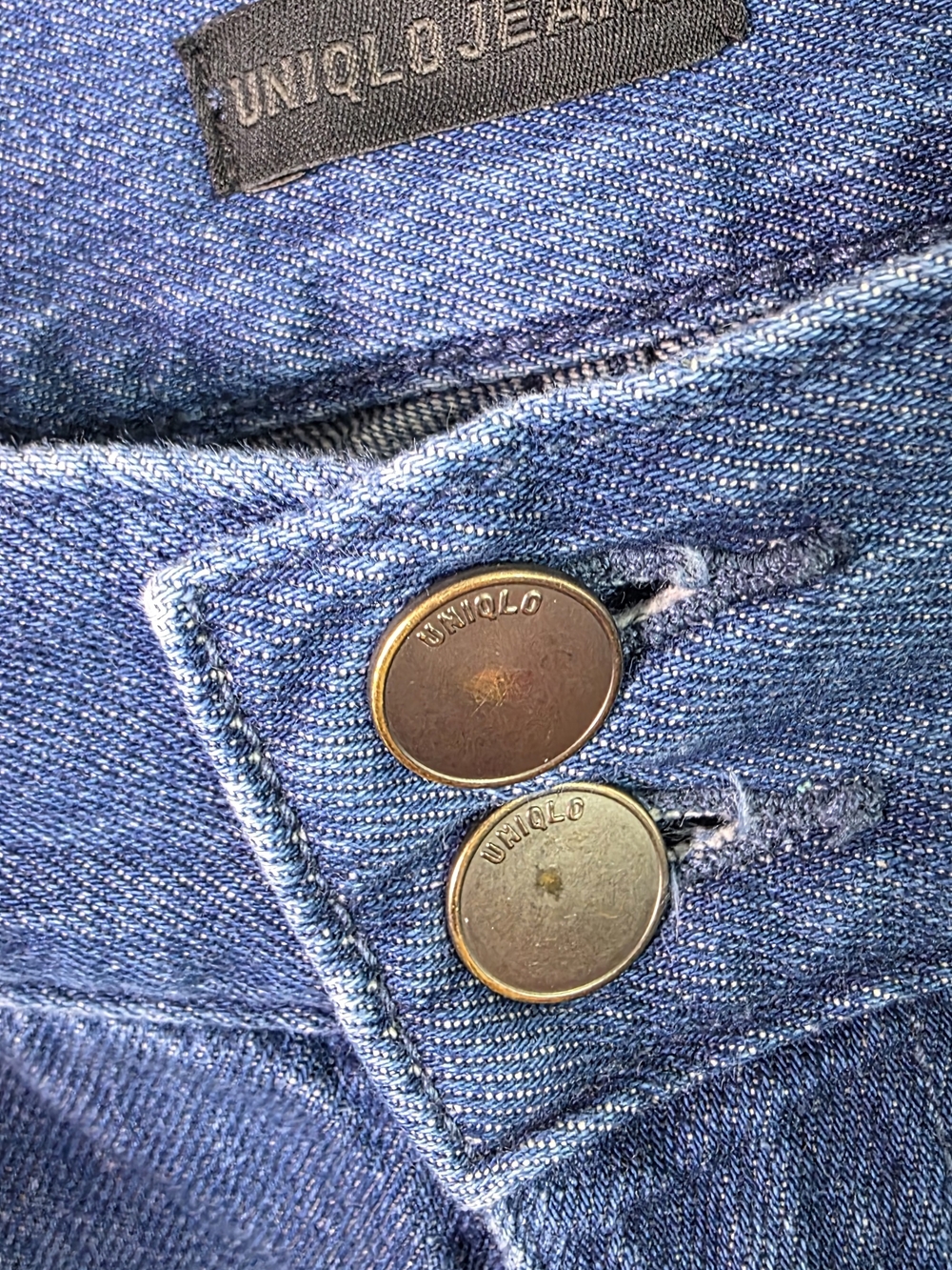 Uniqlo High Rise Wide Leg Jeans Distressed Raw Hem Denim - Picture 2 of 7